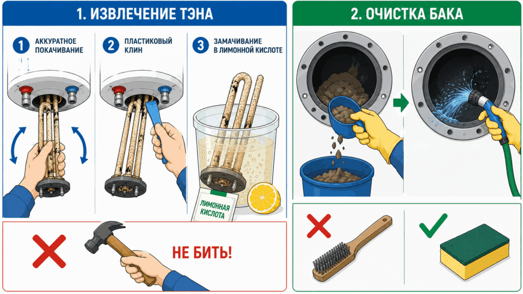 Разборка бойлера для чистки
