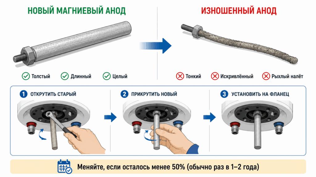 Замена магниевого анода