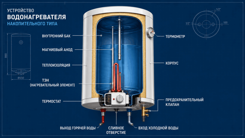 Устройство накопительного водонагревателя
