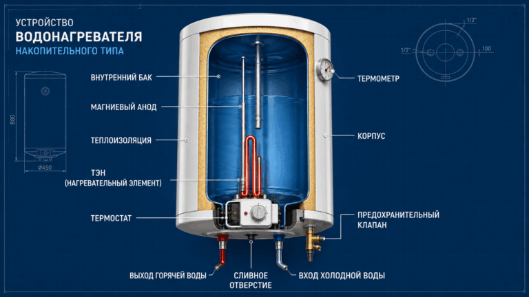Устройство накопительного водонагревателя