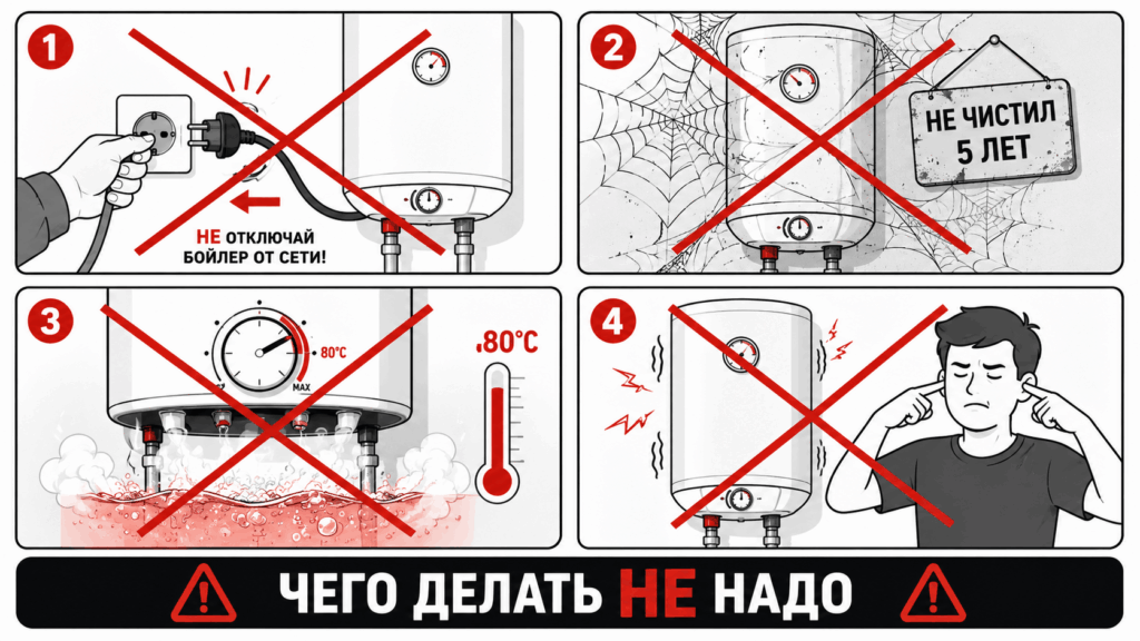 Частые ошибки при эксплуатации бойлера